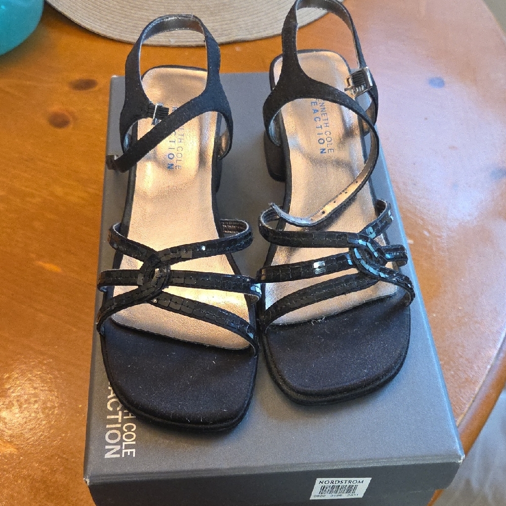 Kenneth Cole Black Heels Strappy Design